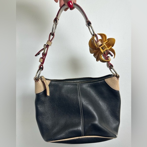 Vintage Dooney & Bourke All Weather Leather Black and Brown Shoulder/HandBag - Picture 5 of 10